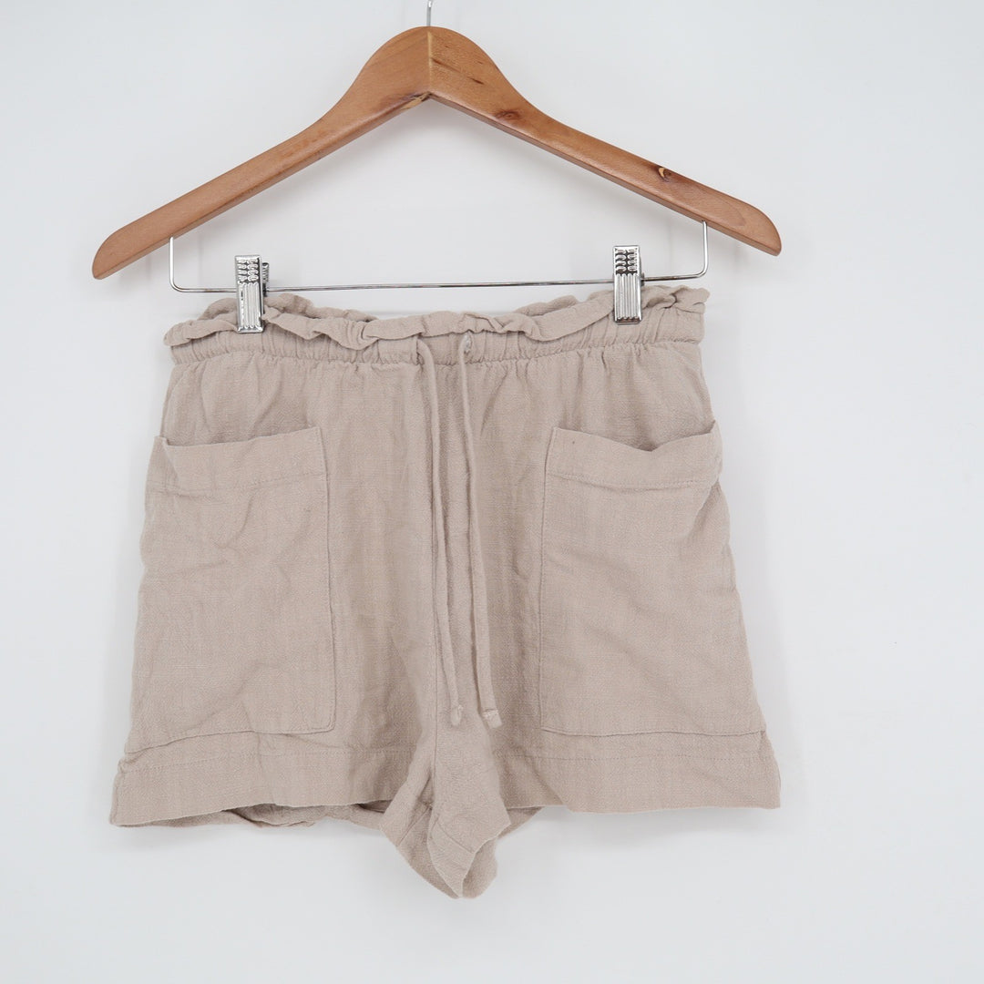 Forever 21 Beige Linen Blend Paperbag Waist Shorts Small BKA72