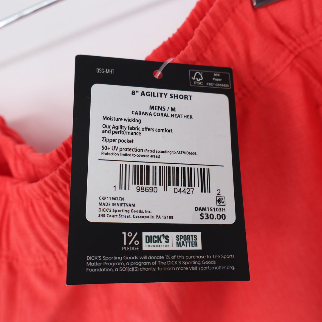 DSG Mens 8 Inch Agility Short Cabana Coral Heather Orange Pink M
