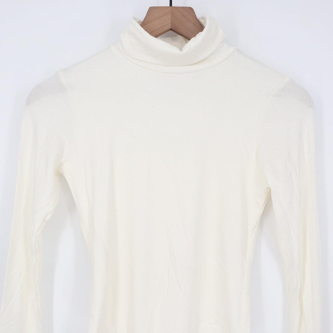 Naked Wardrobe Cream White Turtleneck Long Sleeve Bodysuit Small