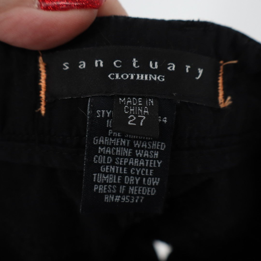 Sanctuary Classic Globe Trotter Shorts Womens 27 Black Denim 100% Cotton Cuffed