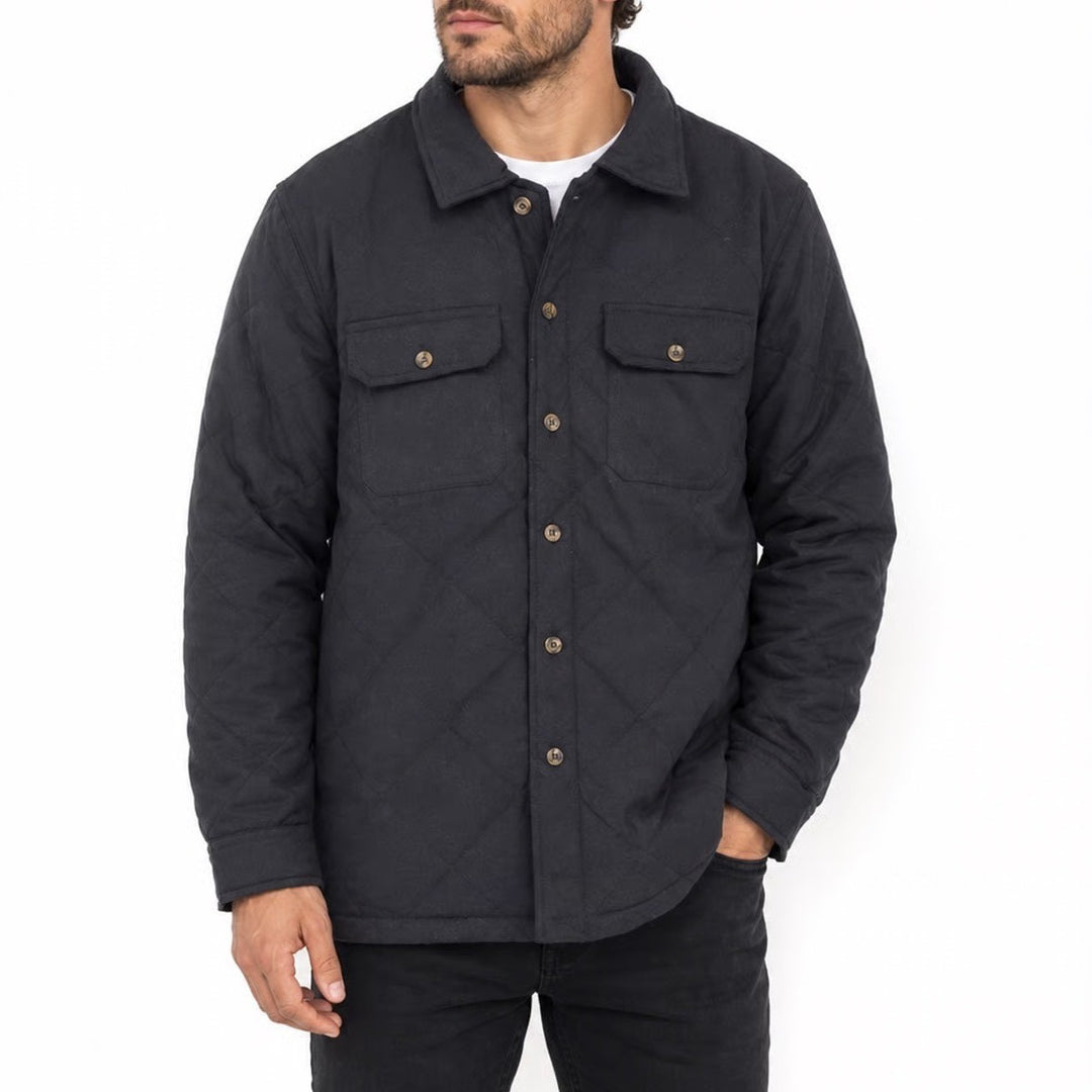 Stillwater Supply Co Mens Black Quilted Shirt Jacket Button Front Size M