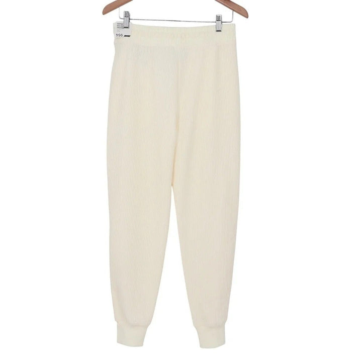 DSG Womens So Soft Ottoman Jogger Light Cream High Rise Ribbed Sweatpants XS NEW
