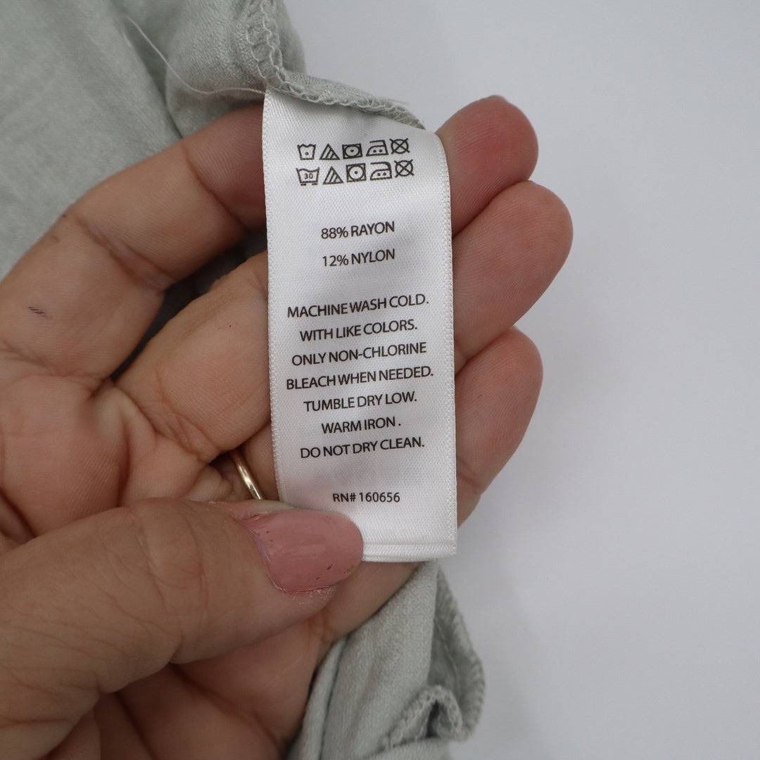 Happily Grey Sage Green Wide Leg Trousers High Rise Elastic Back Pants Large