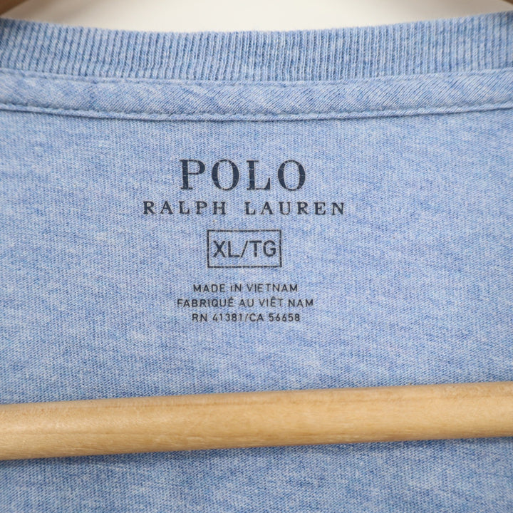 Polo Ralph Lauren T-Shirt Mens XL Crew Neck Light Blue Heathered Pony Excellent