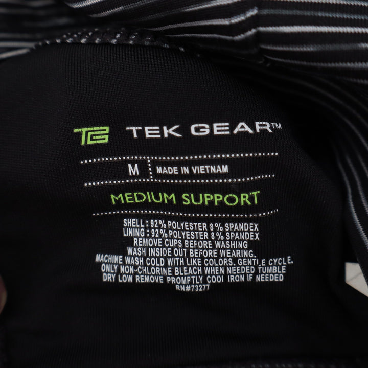 Tek Gear Womens Medium Support Racerback Striped Sports Bra Black White Size M