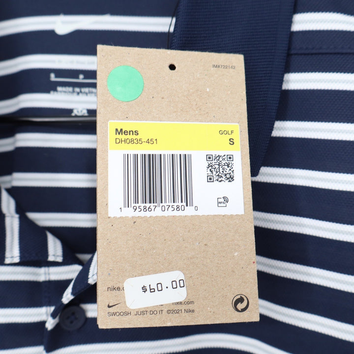 Nike Mens Dri-FIT Golf Polo Shirt Navy Blue White Striped DH0835-451 Small NWT