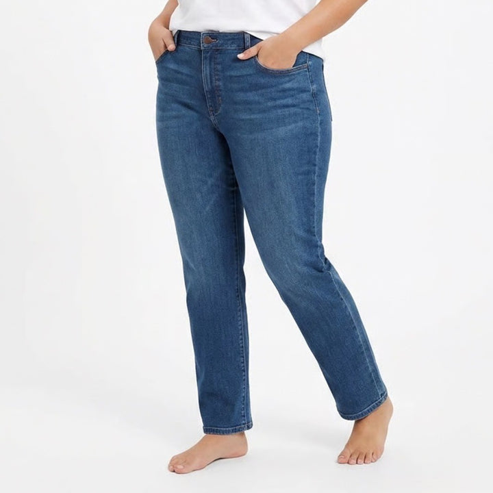 Ann Taylor Factory Womens Blue Straight Leg Jeans Size 16 Medium Wash
