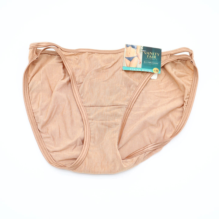 Vanity Fair Illumination String Bikini Panty Womens Medium Brown Stretch Knit