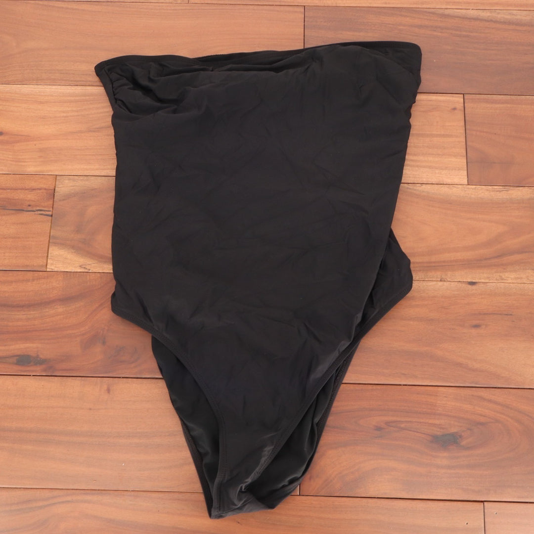 Vici One Piece Swimsuit Womens XL Black Stretch Strapless Cutout Back Swimwear