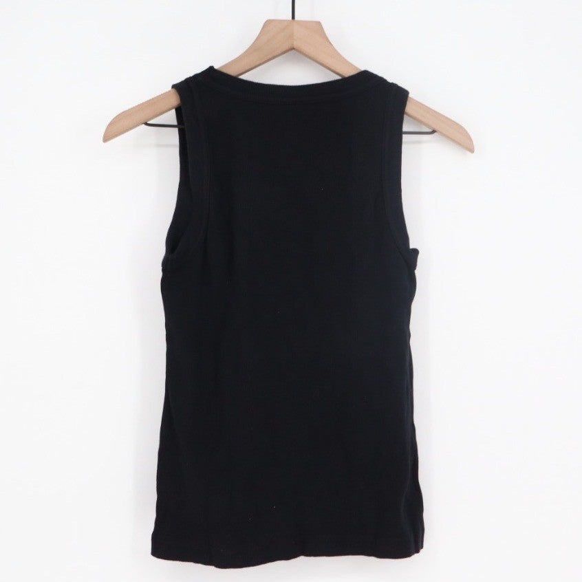 American Giant Womens Black Ribbed Tank Top Size M Made in USA Scoop Neck Basic