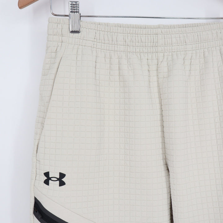Under Armour Mens Quilted Grid Jogger Pants Cream Beige Small