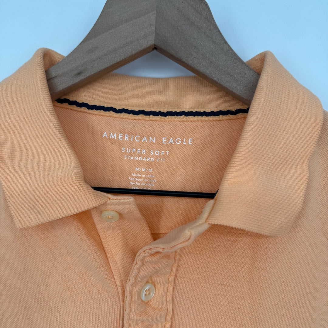 American Eagle Polo Shirt Mens M Orange Short Sleeve Casual Everyday