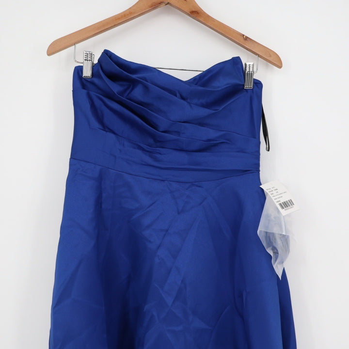 Dessy Collection Strapless Draped Cat-Eye Satin Maxi Dress Size 6