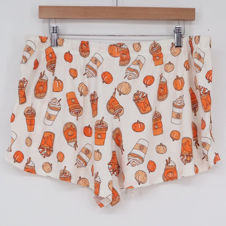 Way to Celebrate Fall Pumpkin Spice Latte Pajama Set Orange White Large 12-14