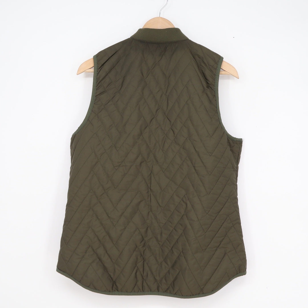 Old Navy Mens Olive Green Quilted Puffer Vest Full Zip Bomber Collar Medium