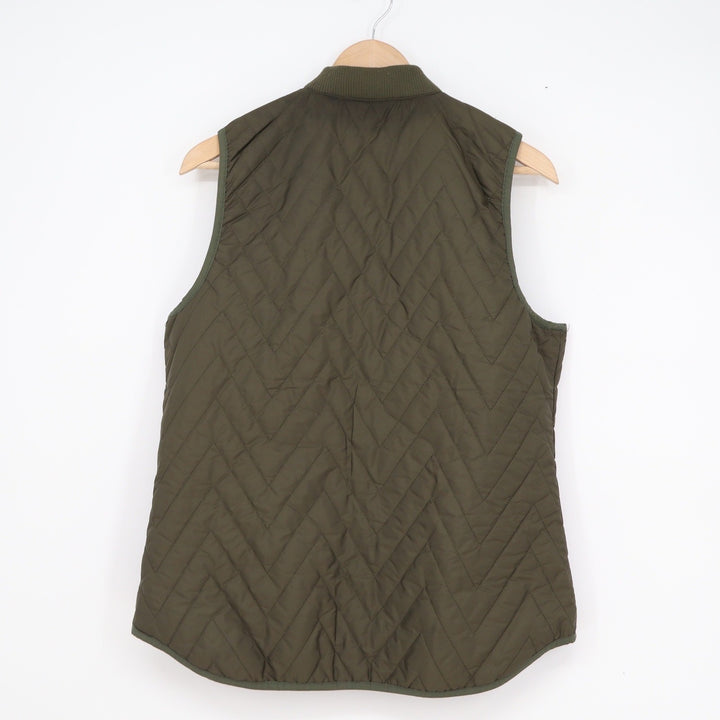 Old Navy Mens Olive Green Quilted Puffer Vest Full Zip Bomber Collar Medium