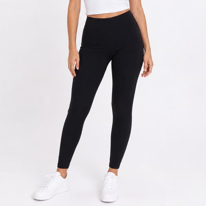 Black Solid Full Length Stretch Leggings Womens Size Medium