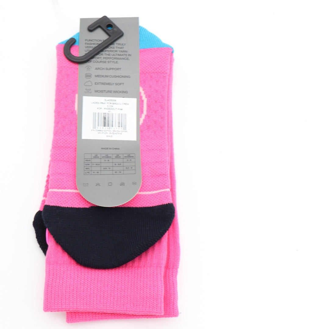 G/FORE Womens Pray For Birdies Crew Socks Knockout Pink M/L