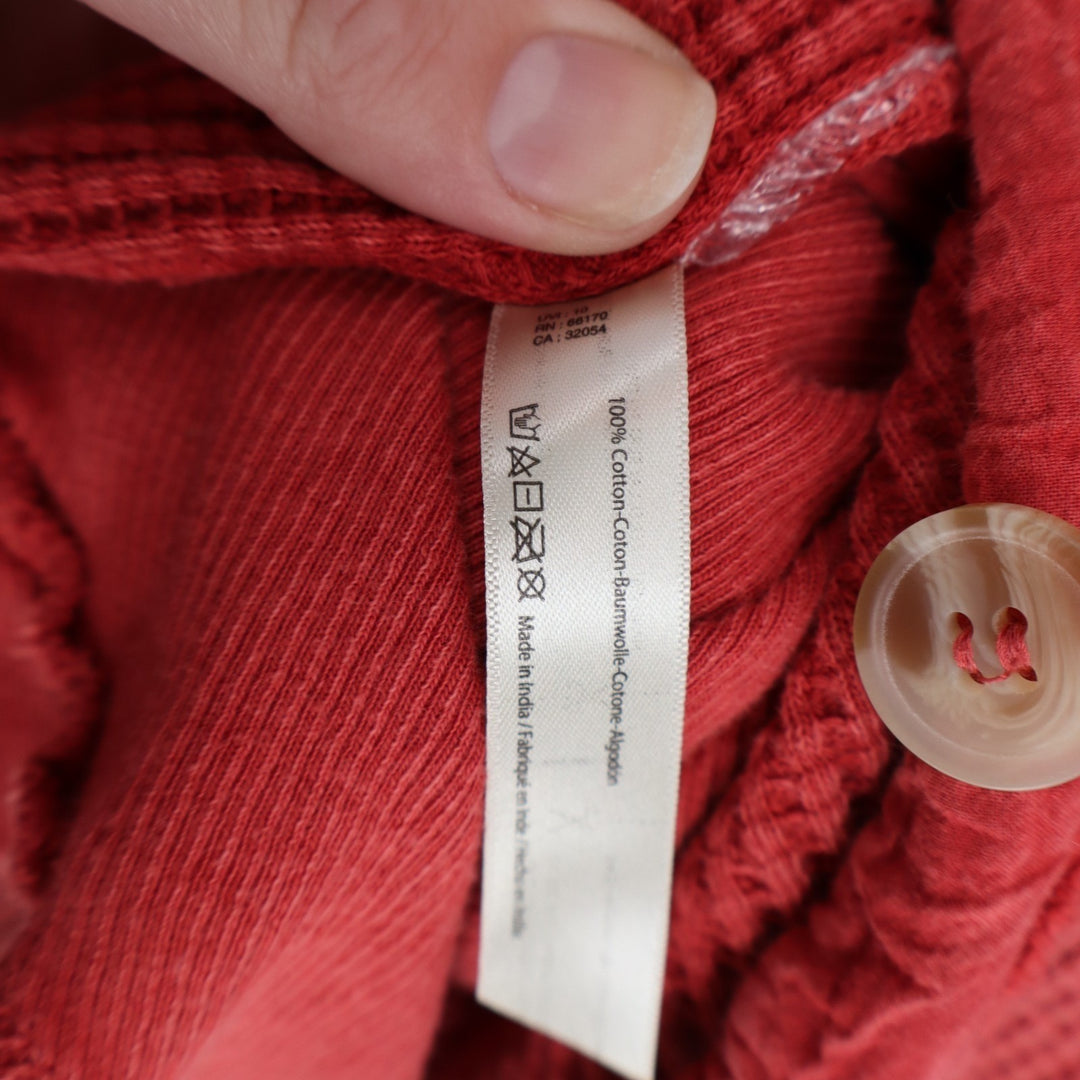 Free People One Scout Jacket Womens Small Red Cotton Waffle Knit Long Sleeve