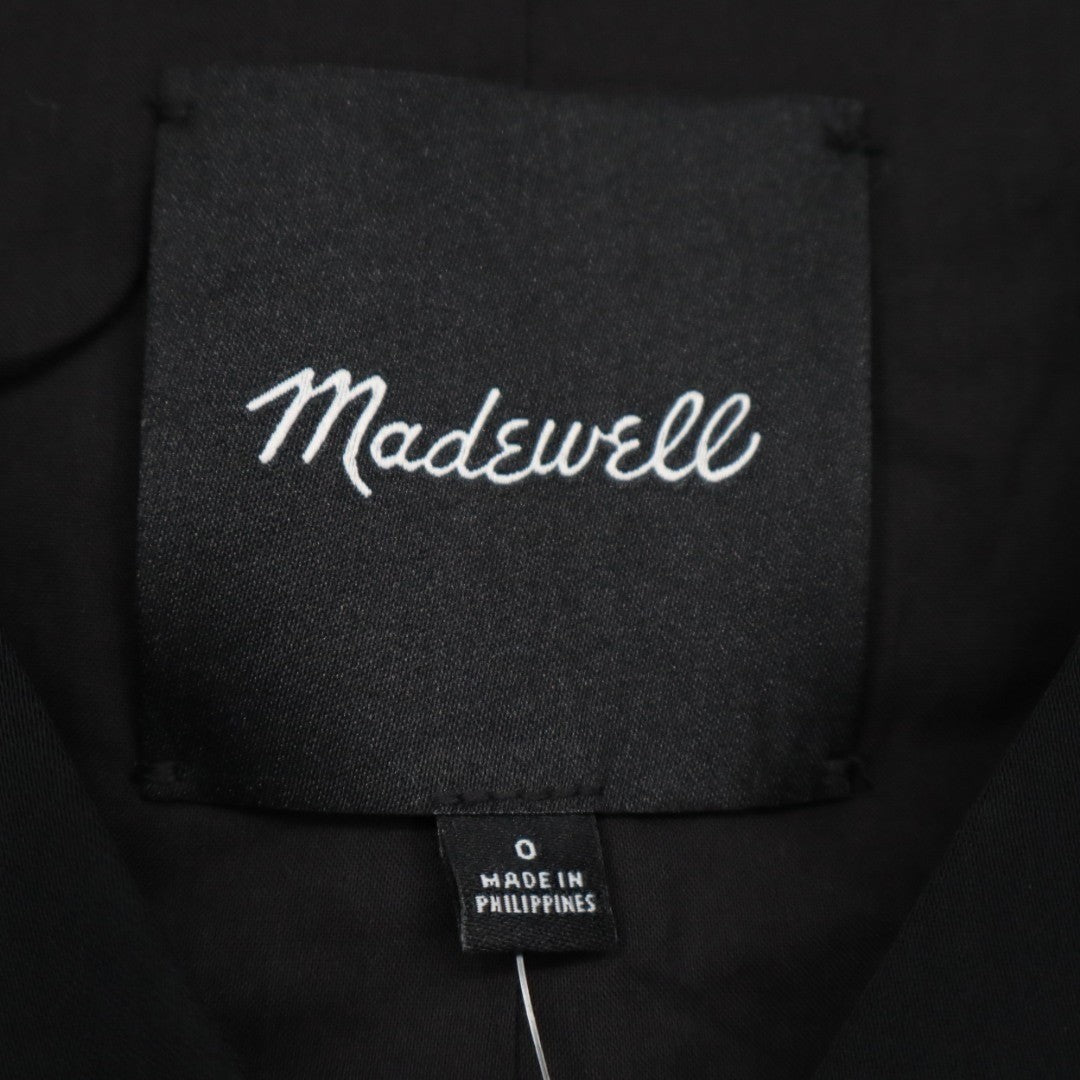 Madewell Cutaway Long Vest Womens 0 Jet Black Button Front Business Formal Wear