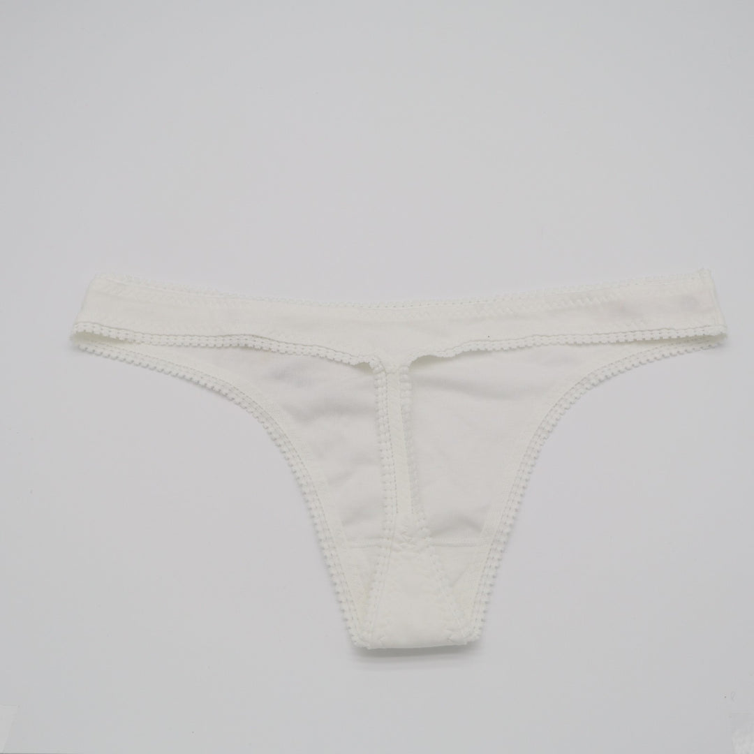 On Gossamer Cabana Cotton Hip G Thong Underwear Womens M/L White Crochet Trim