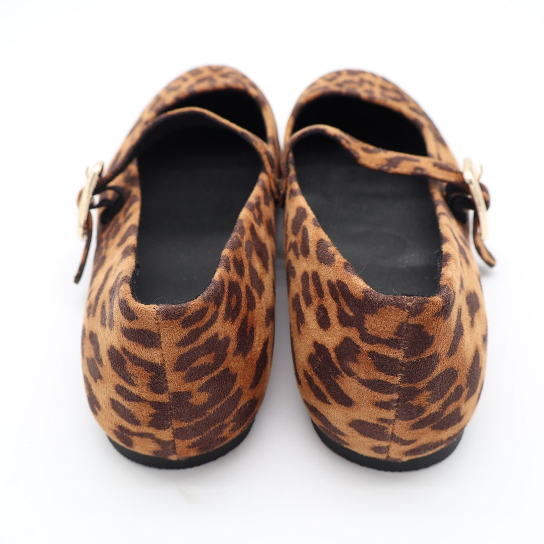 Report Womens Leopard Print Mary Jane Flats Brown Gold Buckle Shoes Size 8.5