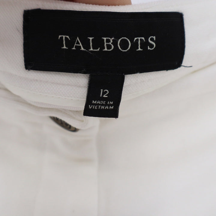 Talbots Dalton White Slim Straight Leg Pants Size 12 Stretch Cotton Nylon