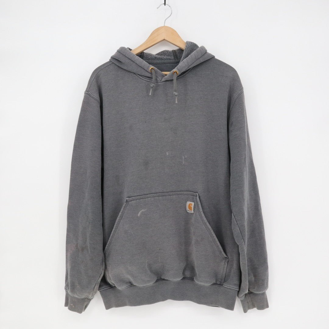 Carhartt Hoodie Mens Medium Charcoal Gray Cotton Fleece Lined Kangaroo Pocket