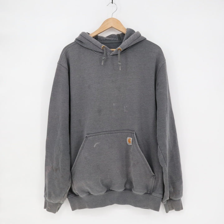 Carhartt Hoodie Mens Medium Charcoal Gray Cotton Fleece Lined Kangaroo Pocket