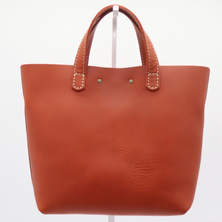 Portland Leather Goods Mini Crossbody Tote Bag Orange Leather Front Pocket Brass