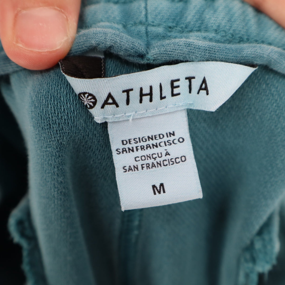 Athleta Farallon Joggers Pants Womens Medium Teal Cotton Stretch Patch Pockets