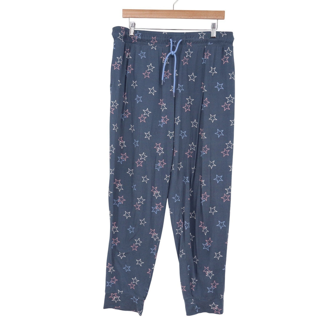 Roudelain Blue Star Print Jogger Pajama Pants Womens XL Celestial Loungewear
