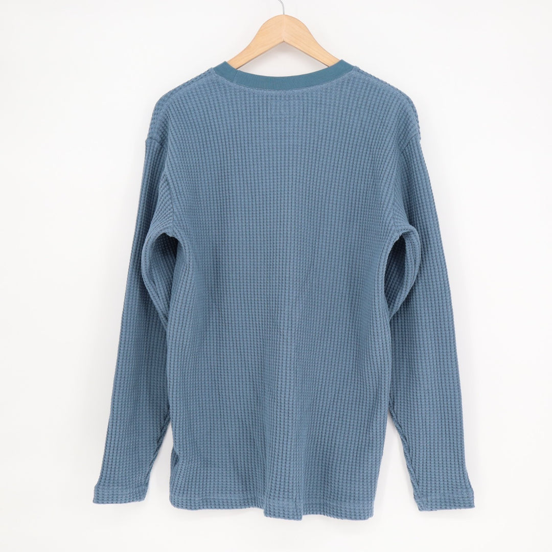American Giant T-Shirt Mens Medium Bluefin Waffle Knit Cotton Stretch Crew Neck