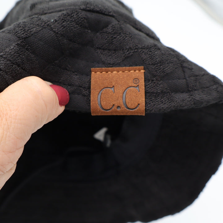 C.C Bucket Hat Womens OS Checkered Black UPF 50+ UV Protection Sun Hat New