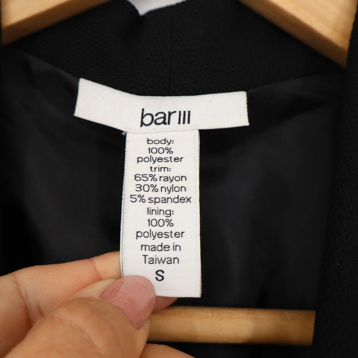 Bar III Seoul Cropped Blazer Shawl Collar Deep Black Mens Small NEW