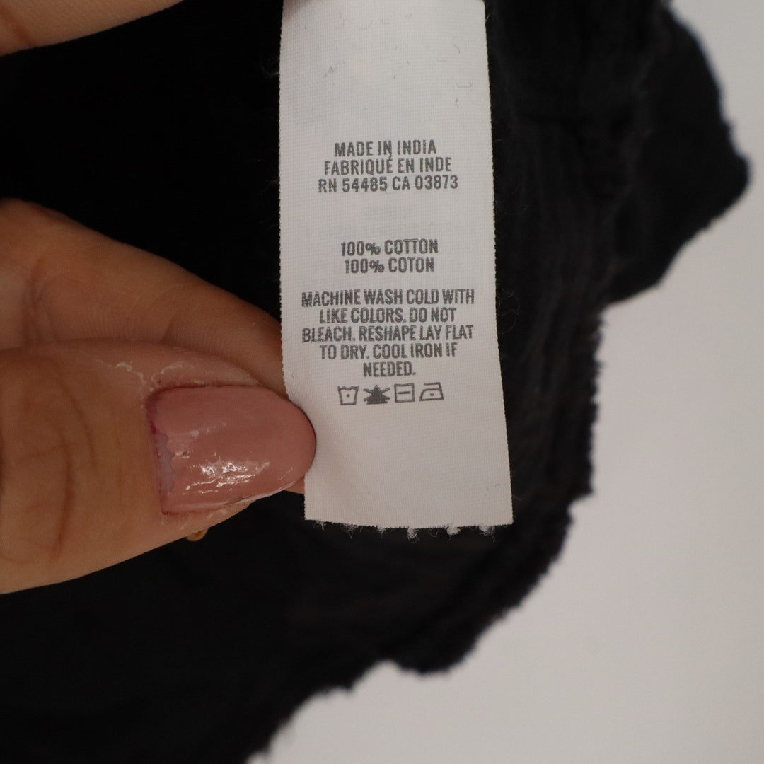 Aerie Black Cotton Gauze Oversized Button Down Distressed Raw Edge Shirt XS