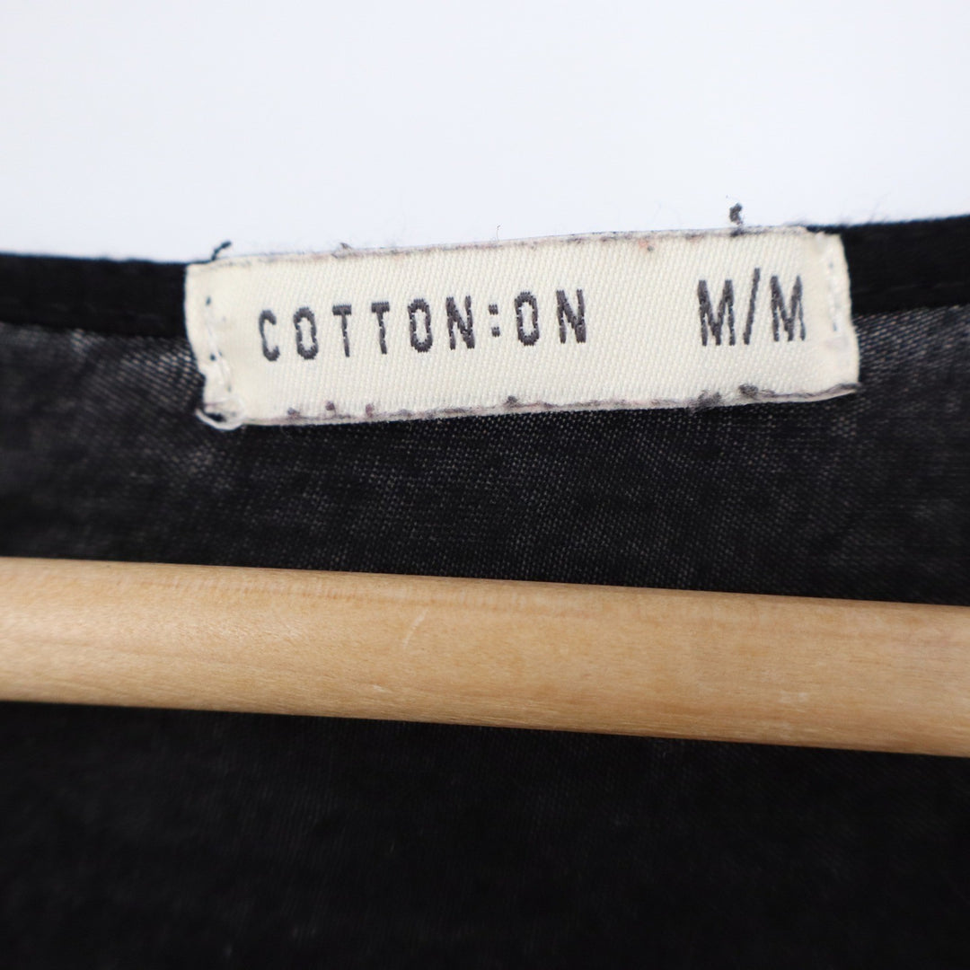 Cotton On Black Short Sleeve V-Neck T-Shirt Size M Relaxed Fit Basic Tee