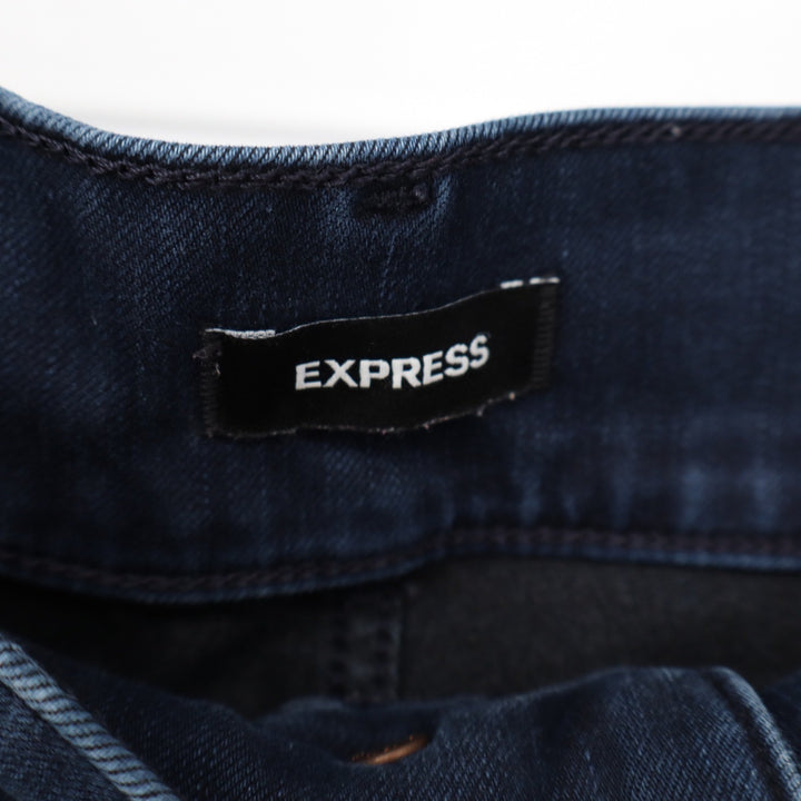 Express Skinny High Rise 4-Way Hyper Stretch Dark Wash Distressed Jeans 12R