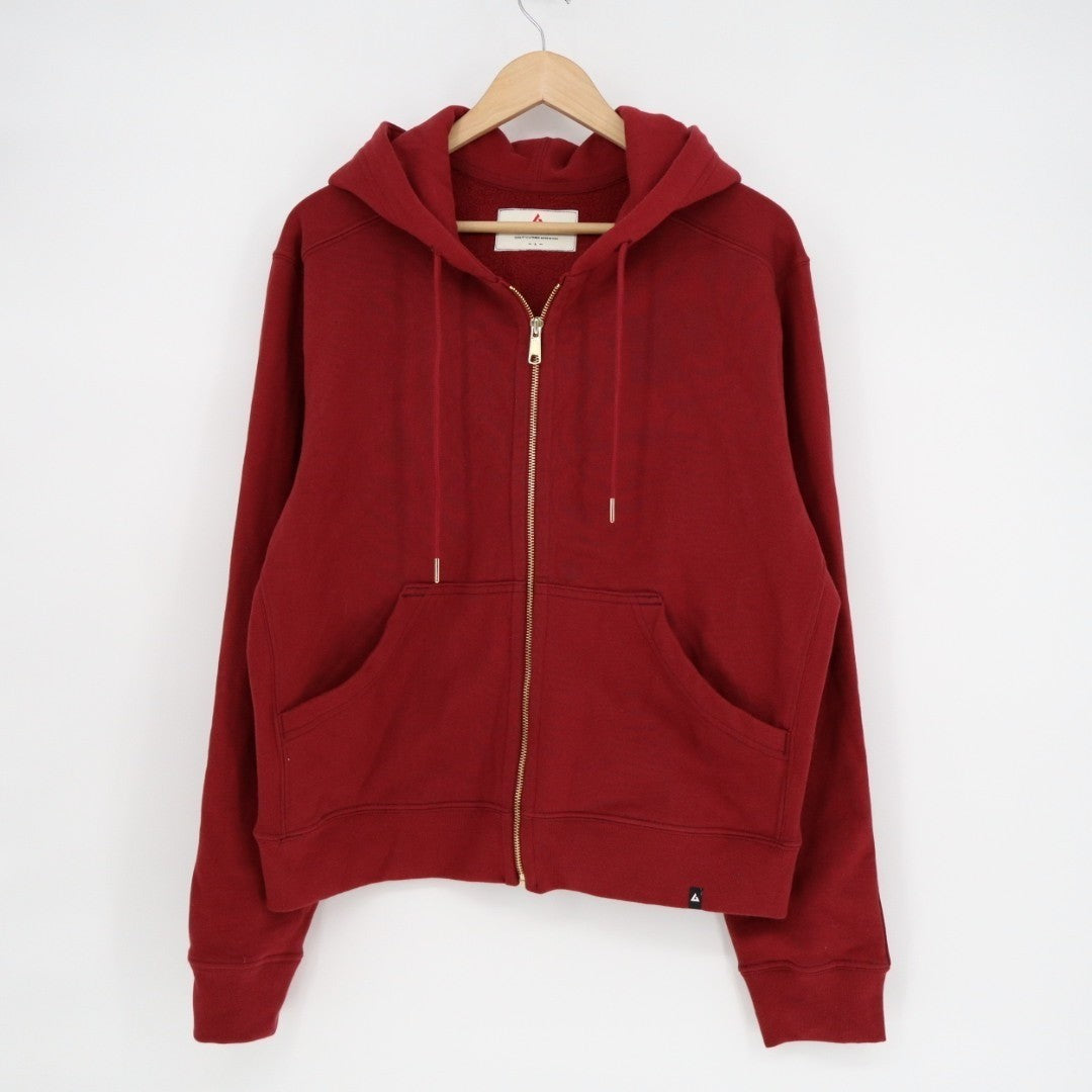 American Giant Hoodie Womens Large Red Fleece Lined Kangaroo Pocket Full Zip