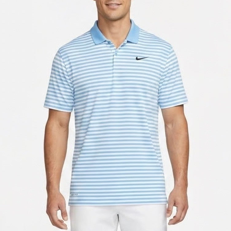 Nike Dri-Fit Polo Shirt Mens 2XL Blue White Short Sleeve Spread Collar Pullover