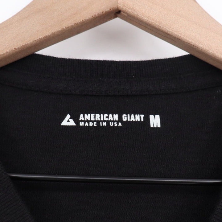 AMERICAN GIANT Black Cotton V Neck T Shirt Mens Size Medium Made USA Basic Tee
