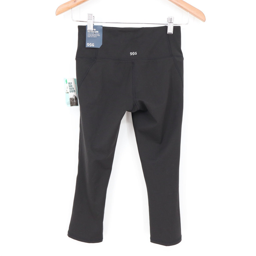 DSG Womens Momentum High Rise Capri Leggings Pure Black XS NEW