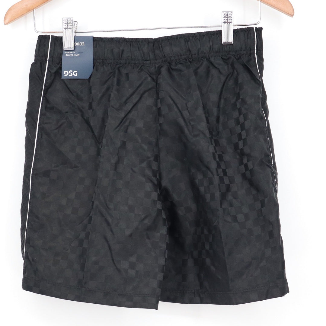 DSG Boys Black Woven Soccer Shorts Tonal Checkerboard SP22 Size L 14-16