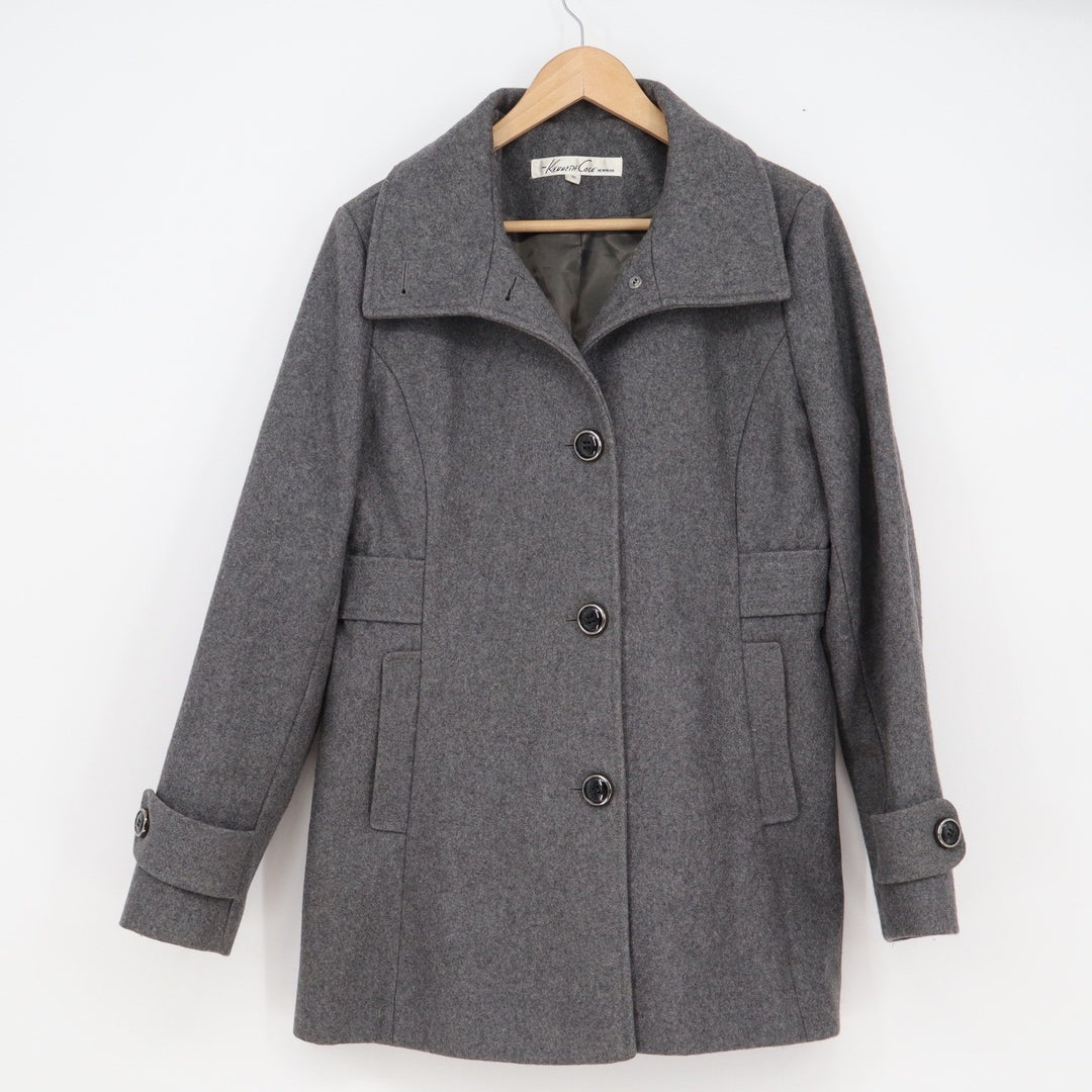 Kenneth Cole New York Womens Wool Blend Pea Coat Charcoal Grey Size 10 DHB0603