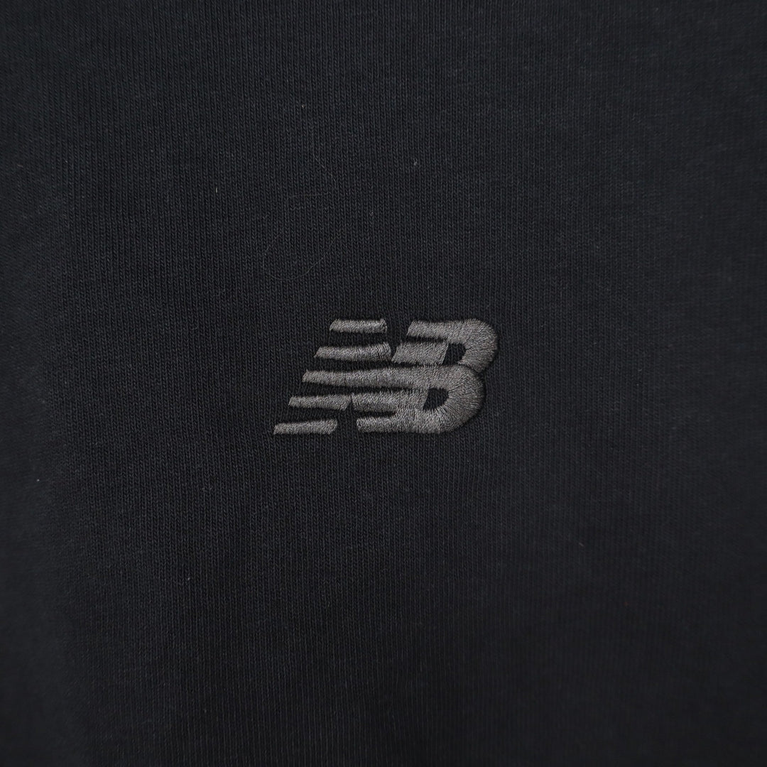 New Balance Womens Oversized Cropped T-Shirt Black Embroidered Logo BK S