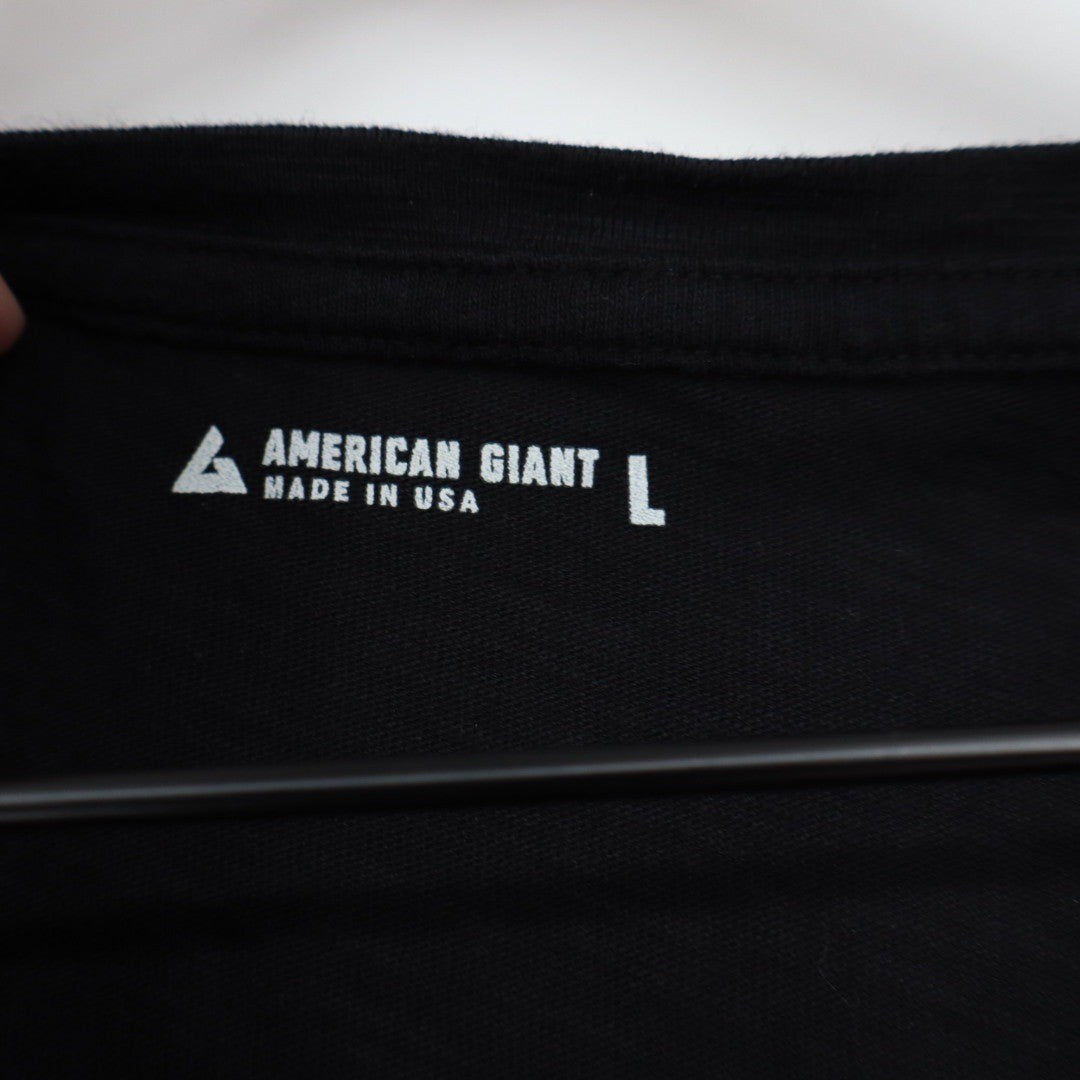 AMERICAN GIANT Womens Black V Neck T Shirt Made USA Size L