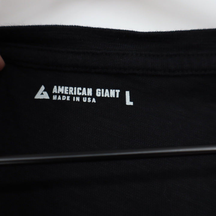 AMERICAN GIANT Womens Black V Neck T Shirt Made USA Size L