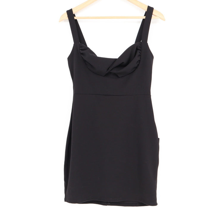 Lulus Black Sleeveless Twisted Cowl Neck Bodycon Mini Dress Large New