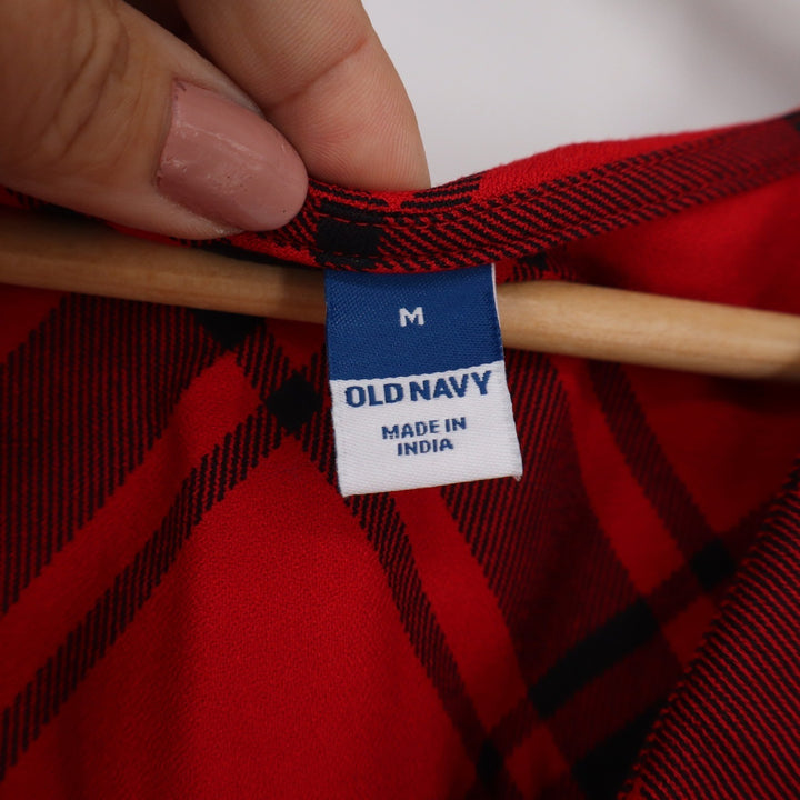 Old Navy Womens Red Plaid Peter Pan Collar Button Front Blouse Medium