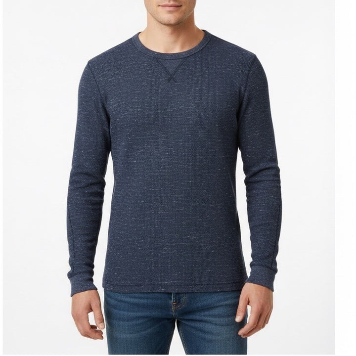 Sonoma Goods For Life Thermal Shirt Mens M Heather Blue Cotton Knit Crew Neck
